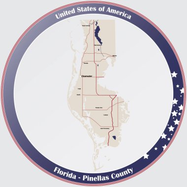 Florida, ABD 'deki Pinellas ilçesinin geniş ve detaylı haritası..