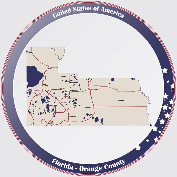 Большая Подробная Карта Округа Ориндж Флорида Соединённые Штаты Америки Сша — стоковый вектор
