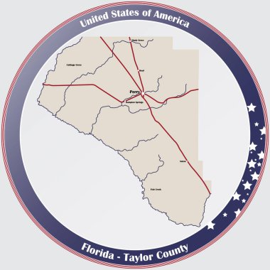 Florida, ABD 'deki Taylor ilçesinin geniş ve ayrıntılı haritası..