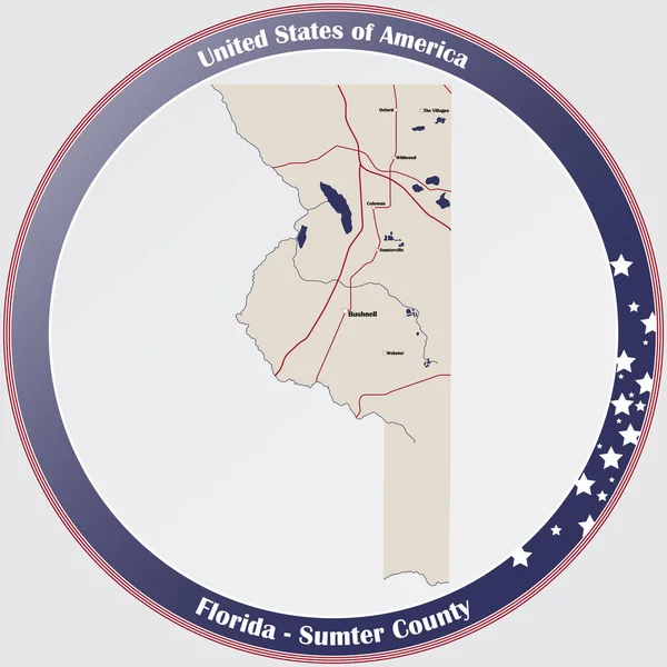 Большая Подробная Карта Округа Самтер Флорида Сша — стоковый вектор