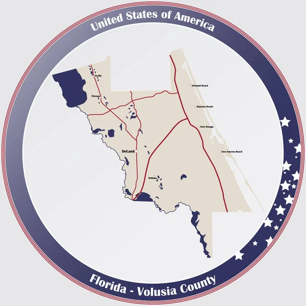 Большая Подробная Карта Округа Волузия Флорида Сша — стоковый вектор