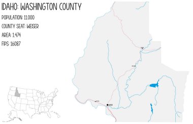 Idaho, ABD 'deki Washington ilçesinin geniş ve ayrıntılı haritası..