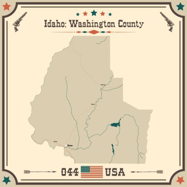 Washington County, Idaho 'nun geniş ve doğru bir haritası..