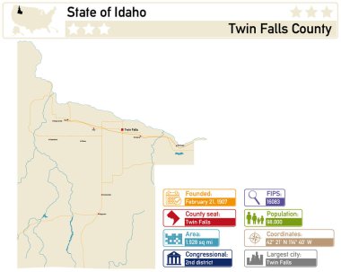 Idaho 'daki Twin Falls County' nin detaylı bilgi ve haritası..