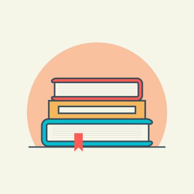 Düz tasarım kitapları ikon illüstrasyonu