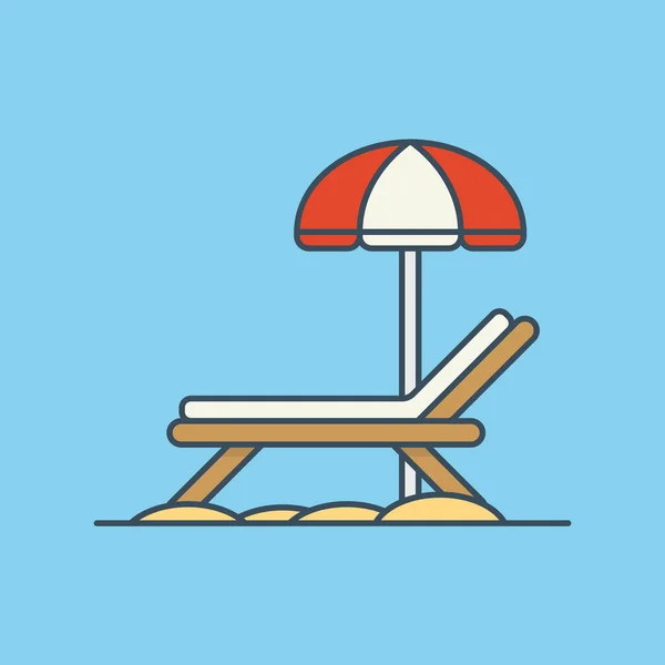 Beach Chair Umbrella Icon Illustration — Stock Vector