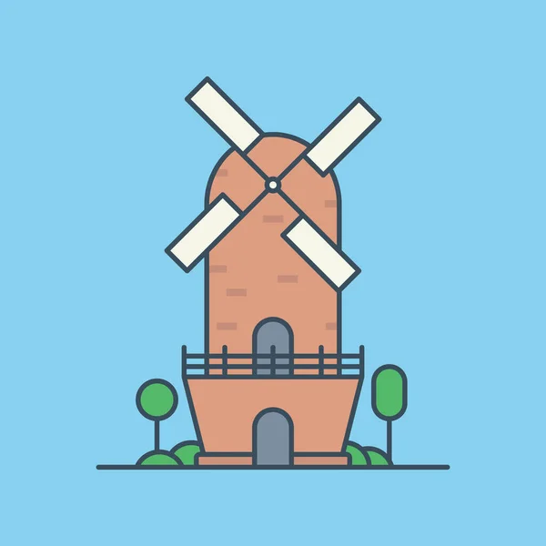 taş yel değirmeni vektör resimleme