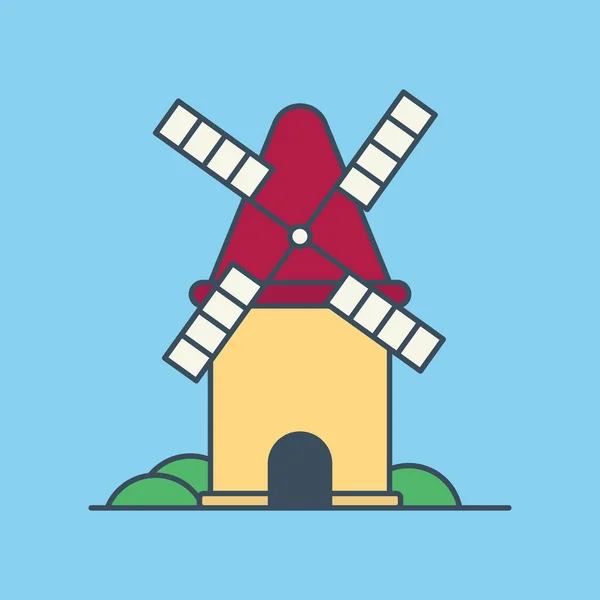 Illustration Eines Windmühlenvektors Aus Stein — Stockvektor