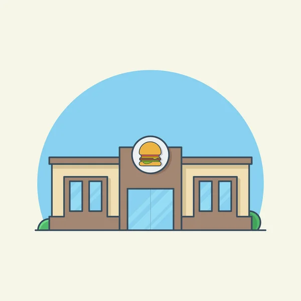 Bâtiment Magasins Hamburgers Burger Shop Restauration Rapide Bâtiment Illustration — Image vectorielle