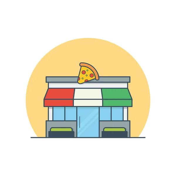 Illustration Vectorielle Icône Bâtiment Magasin Pizza — Image vectorielle