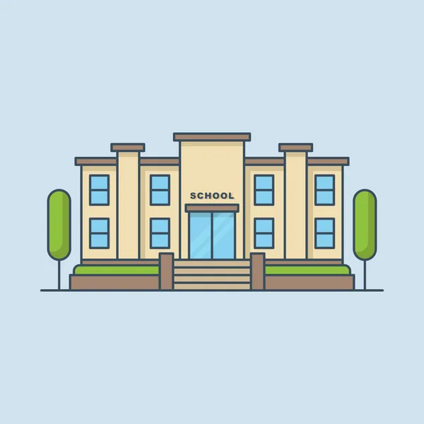 School Building Vector Icon Illustration — Stock Vector