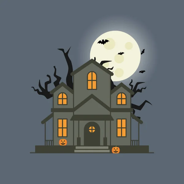 Cadılar Bayramı perili ev vektör illüstrasyonu