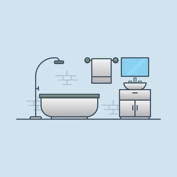 Bathroom Interior Vector Icon Illustration — Stock Vector