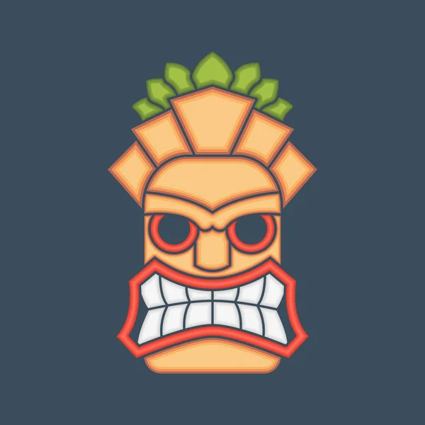 Tiki maskeli kafa vektör çizimi. Tiki kabile maskeleri. Tropik Hawaii kültürü