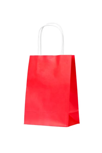 Reciclagem Ecológica Saco Compras Vermelho Isolado Fundo Branco — Fotografia de Stock