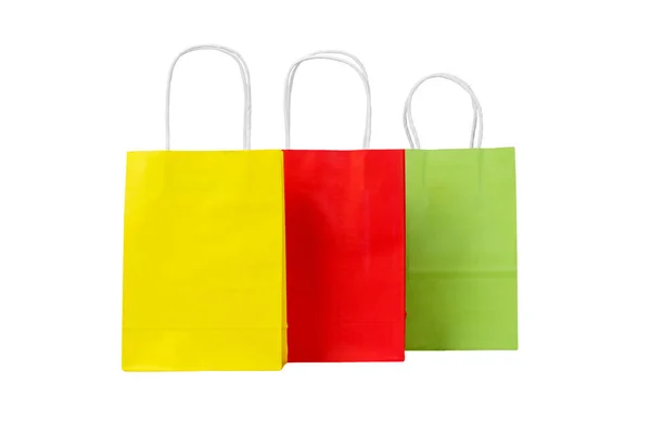Milieuvriendelijke Recycling Set Van Gekleurd Papier Shopping Tassen — Stockfoto