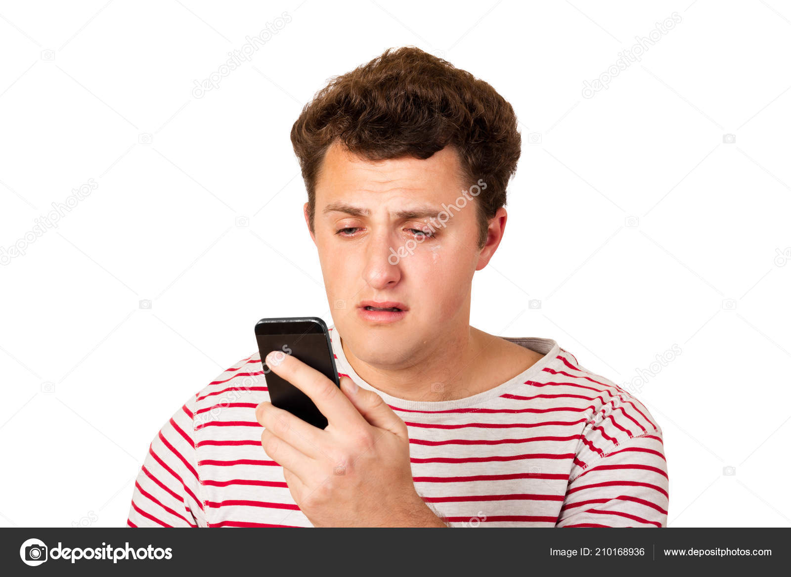 Homme Qui Pleure Lit Texto Sur Son Téléphone Des Sms — Photo de stock par  ©snegok1967 - 210168936, image size:1600x1167
