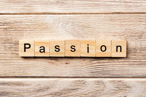 Passion Word Written Wood Block Passion Text Table Concept — Stock Photo, Image