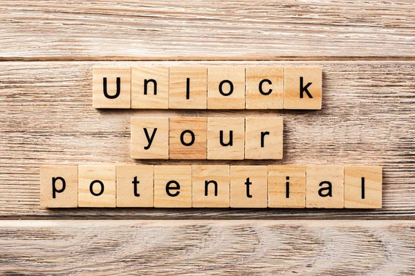 Unlock Your Potential Word Written Wood Block Unlock Your Potential — Stock Photo, Image