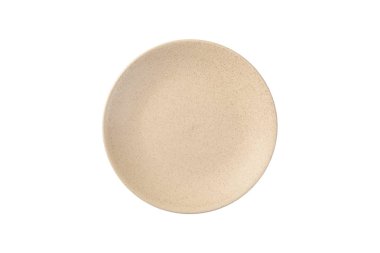 Boş yuvarlak gri plaka. Beyaz arka plan üzerinde üstten görünüm izole.