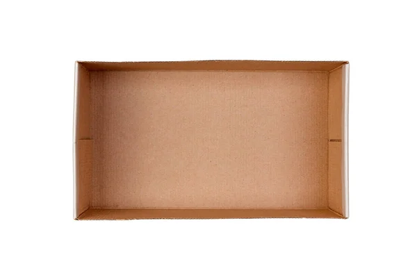 Caja Cartón Vacía Aislada Sobre Fondo Blanco Vista Superior — Foto de Stock
