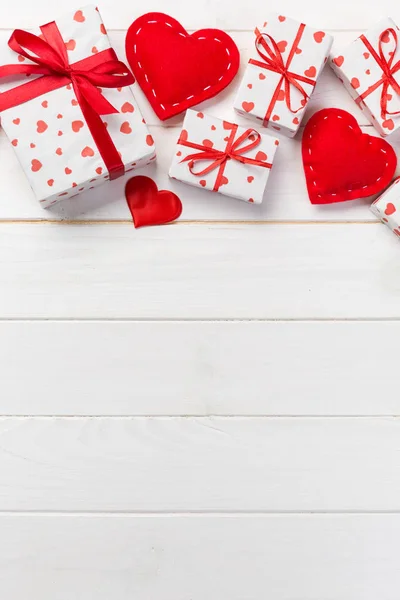 Valentine Other Holiday Handmade Present Paper Red Hearts Gifts Box — Stock Photo, Image