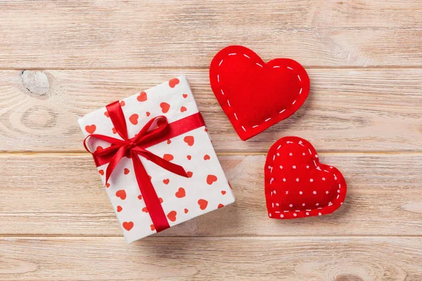 Valentine Other Holiday Handmade Present Paper Red Hearts Gifts Box — Stock Photo, Image