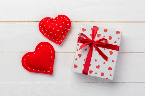 San Valentín Otro Regalo Hecho Mano Papel Con Corazones Rojos — Foto de Stock