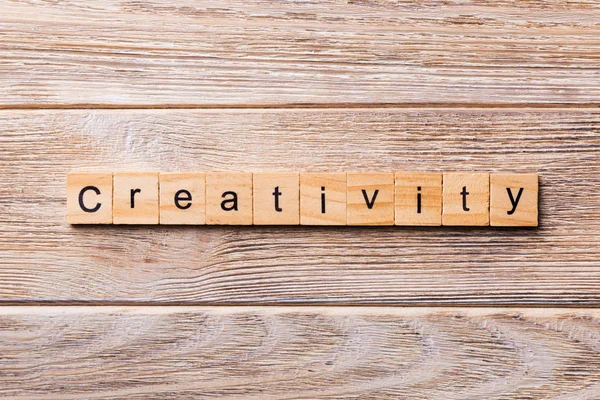 Creativity Word Written Wood Block Creativity Text Wooden Table Your — Stock Photo, Image