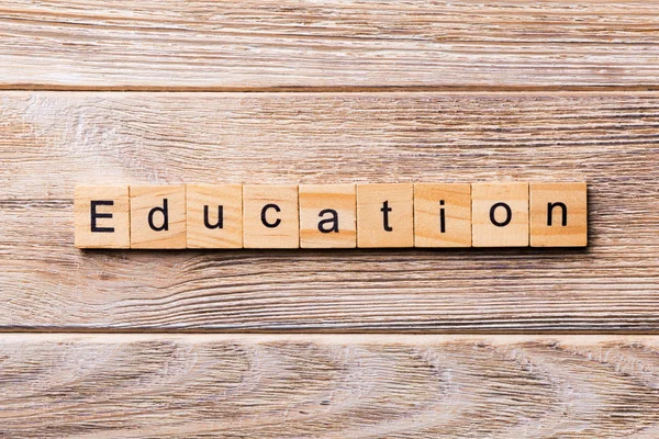 Education Word Written Wood Block Education Text Wooden Table Your — Stock Photo, Image