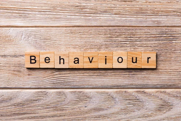 Behavior Palavra Escrita Bloco Madeira Behavior Texto Mesa Madeira Para — Fotografia de Stock