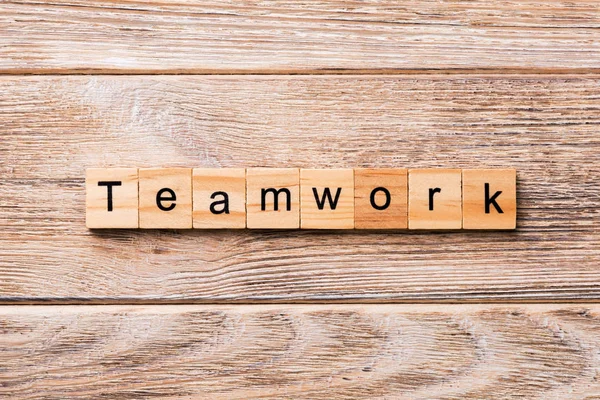 Teamwork Mot Écrit Sur Bloc Bois Teamwork Texte Sur Table — Photo