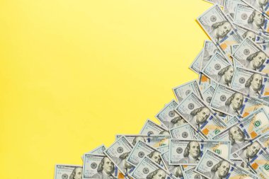 dolar faturaları açık renkli bir arka plan üzerinde a. kopya alanı, üst görünüm iş konsepti