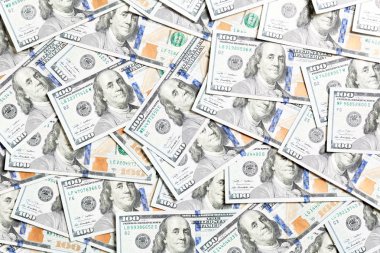 Amerikan para geçmişinin en üst görüntüsü. Bir tomar para. Kağıt banknotları kavramı