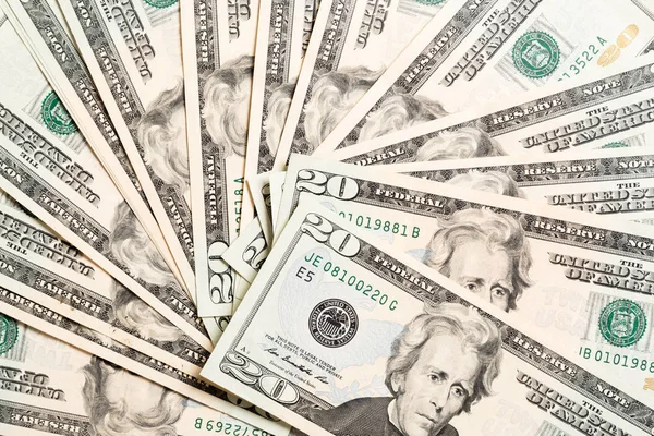 Dolar banknotlar Kopya alanı ile arka planda iş kavramının üst görünümü