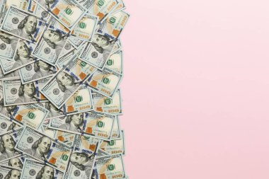 dolar faturaları açık renkli bir arka plan üzerinde a. kopya alanı, üst görünüm iş konsepti