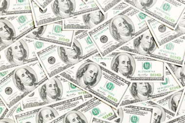 Amerikan para geçmişinin en üst görüntüsü. Bir tomar para. Kağıt banknotları kavramı