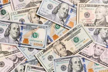 Para amerikan yüz dolarlık banknotlar, yatay ile arka plan. Kopyalama alanı ile arka planda iş kavramının en iyi görünümü