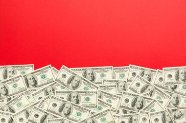 dolar faturaları açık renkli bir arka plan üzerinde a. kopya alanı, üst görünüm iş konsepti