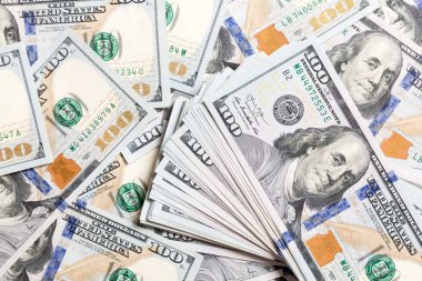 Amerikan Doları banknotları, para arka plan yığını. Kopyalama alanı ile arka planda iş kavramının en iyi görünümü