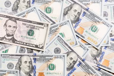 Amerikan Doları banknotları, para arka plan yığını. Kopyalama alanı ile arka planda iş kavramının en iyi görünümü