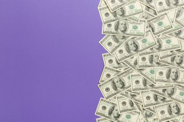 dolar faturaları açık renkli bir arka plan üzerinde a. kopya alanı, üst görünüm iş konsepti