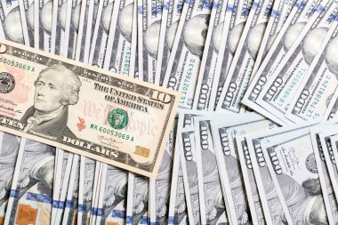 Amerikan Doları banknotları, para arka plan yığını. Kopyalama alanı ile arka planda iş kavramının en iyi görünümü