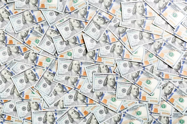 Top view of American money background. Pile of dollar cash. Paper banknotes concept — Stock Photo, Image