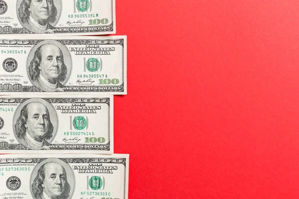 100 dolarové bankovky nejlepší pohled na obchodní koncept na pozadí s prostorem pro kopírování — Stock fotografie