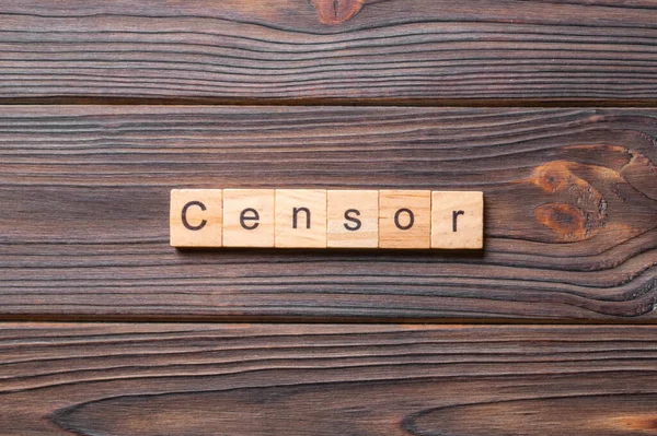 Censor Word Written Wood Block Censor Text Cement Table Your — Stock Photo, Image