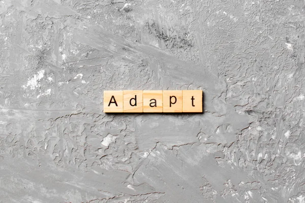블록에 쓰여진 Adapt 디저트 개념에 시멘트 테이블에 Adapt 텍스트 — 스톡 사진