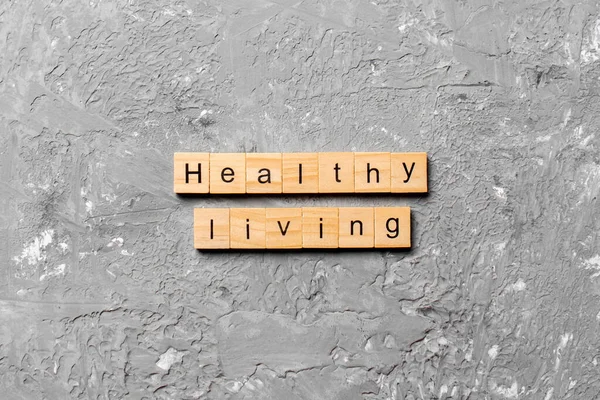 Healthy Living Parola Scritta Blocco Legno Healthy Living Testo Sul — Foto Stock