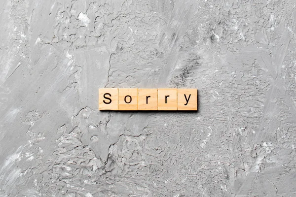 Sorry Woord Geschreven Houten Blok Sorry Tekst Tafel Concept — Stockfoto