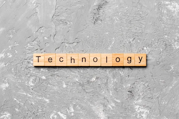 Λέξη Τεχνολογίας Γραμμένη Ξύλο Τεχνολογία Κείμενο Στο Τραπέζι Έννοια — Φωτογραφία Αρχείου